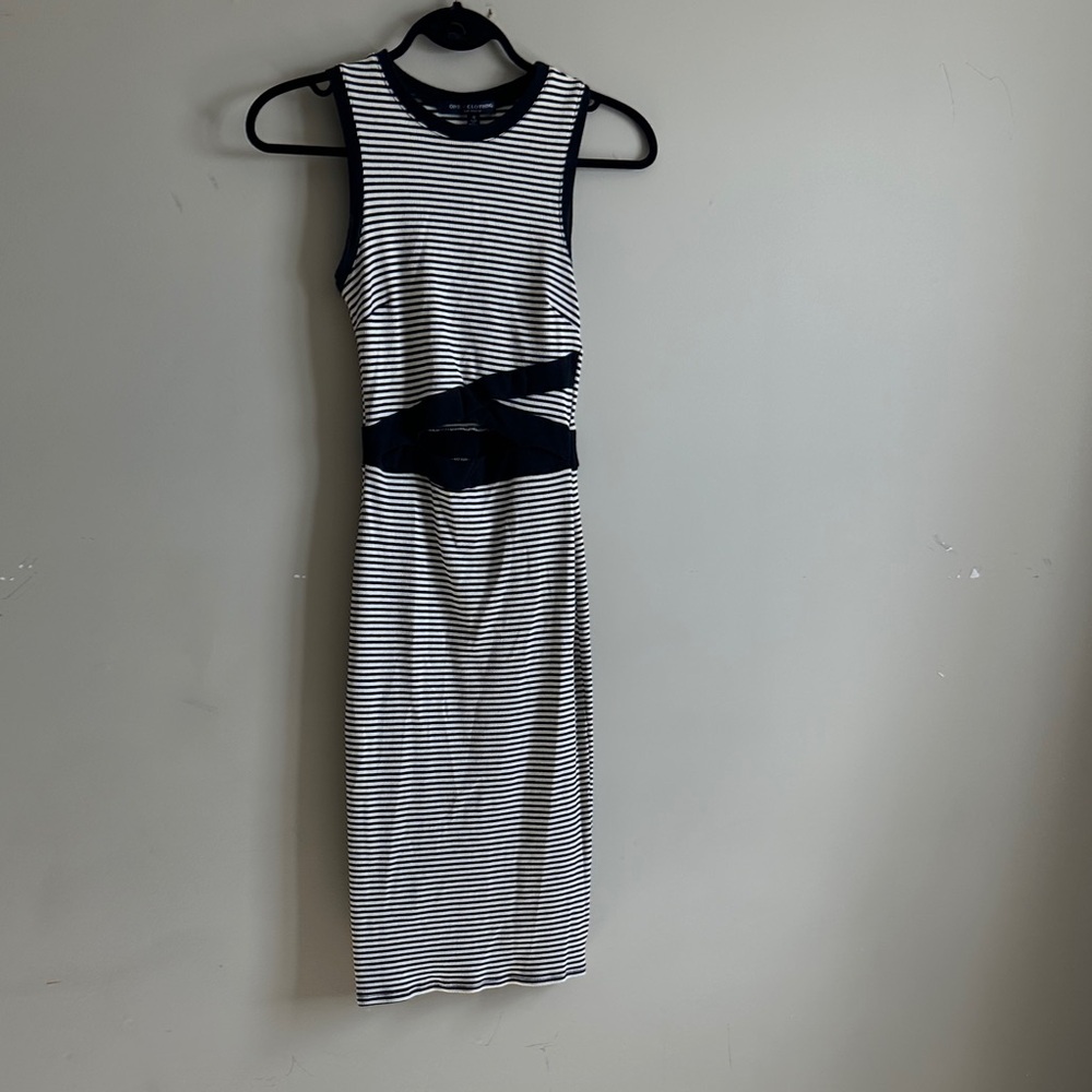One Clothing Black and White Striped Midi Dress